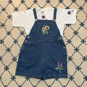 Vintage PTNY Pansy Floral Overall Shortalls + Tshirt